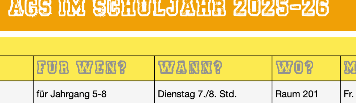 04.09.2025: Vielfältiges AG-Programm – für jeden etwas dabei…